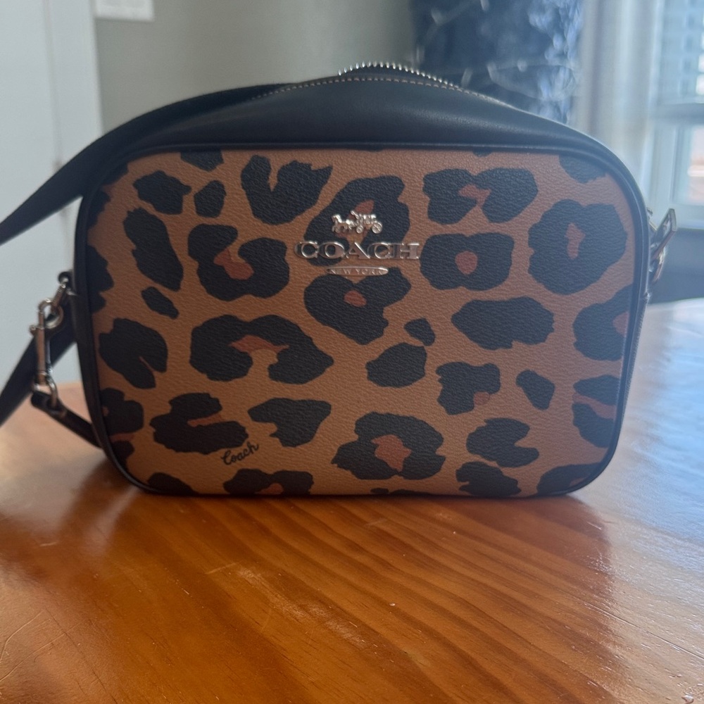 Coach Leopard Print Crossbody Bag - Tan and Black